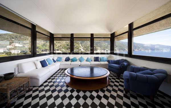 Seaside livingroom with characteristic chessboard floor Stock photo © alexandre_zveiger