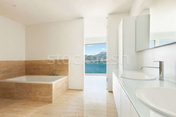 Stok fotoğraf: Banyo · mermer · zemin · iç · modern · ev