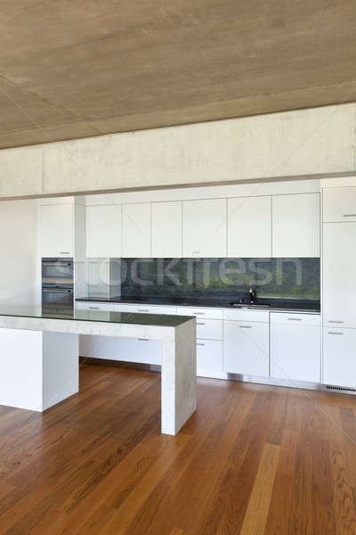 Moderno casa interior concreto casa piso de madeira cozinha Foto stock © alexandre_zveiger