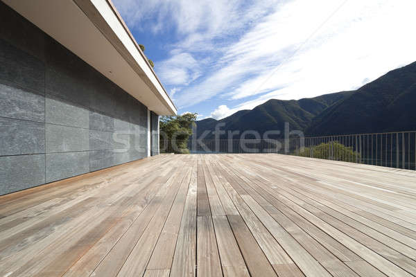 Modernen Haus schönen Dachwohnung See Ansicht Stock foto © alexandre_zveiger