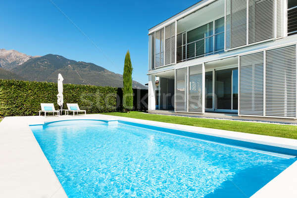 Moderno villa piscina view estate blu Foto d'archivio © alexandre_zveiger