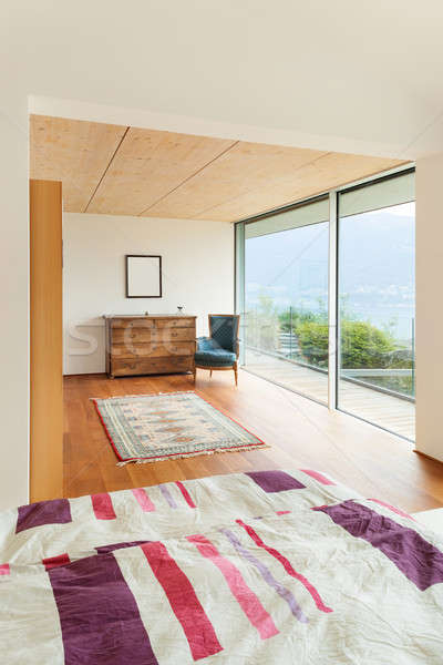 Modern mimari iç yatak odası dağ ev ev Stok fotoğraf © alexandre_zveiger