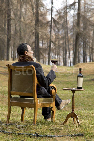 weird elegant wine's expert into the wild  Stock photo © alexandre_zveiger