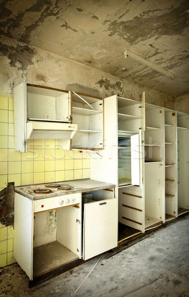 Stockfoto: Verlaten · huis · oude · keuken · vernietigd · interieur