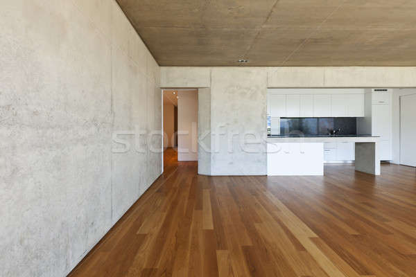 Moderno casa interior concreto casa piso de madeira cozinha Foto stock © alexandre_zveiger