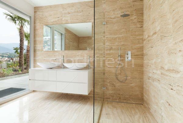 Moderne badkamer mooie marmer muren huis Stockfoto © alexandre_zveiger
