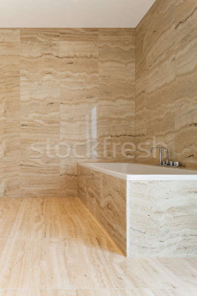 Moderne badkamer mooie marmer muren bad Stockfoto © alexandre_zveiger