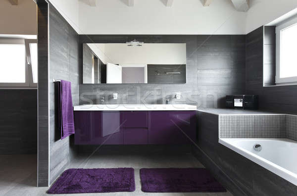 Bathroom with gray tiles, elegant and modern Stock photo © alexandre_zveiger