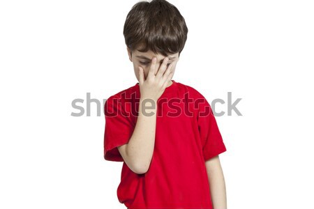 little boy with red shirt on white background Stock photo © alexandre_zveiger