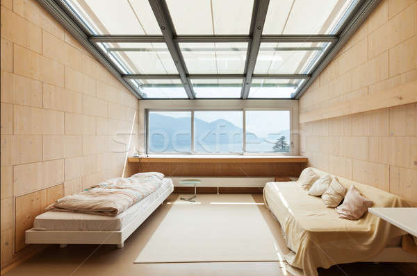 Arquitetura moderna interior quarto montanha casa paisagem Foto stock © alexandre_zveiger