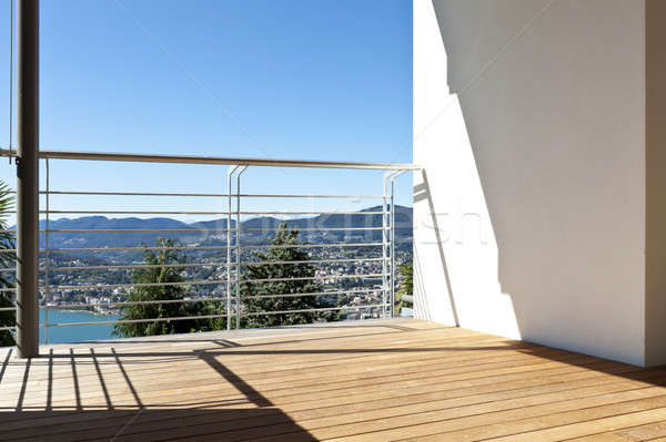 Balkon modernen Haus Panorama Wohnung See Stock foto © alexandre_zveiger