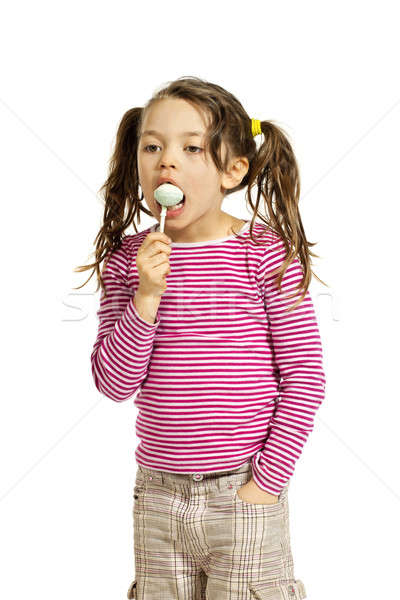 Bambina bianco ritratto lollipop isolato mano Foto d'archivio © alexandre_zveiger
