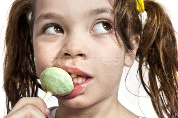 Stockfoto: Meisje · witte · lolly · geïsoleerd · kind