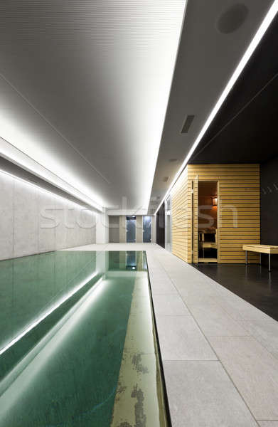 modern house with swimming pool, interior Stock photo © alexandre_zveiger