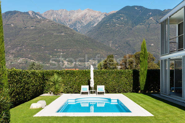 Stock photo: Modern villa with pool