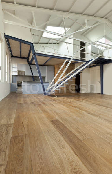 Moderno apartamento projeto sótão estilista madeira Foto stock © alexandre_zveiger