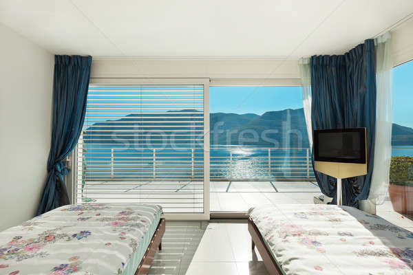 Interieur comfortabel slaapkamer moderne interieur zee Stockfoto © alexandre_zveiger