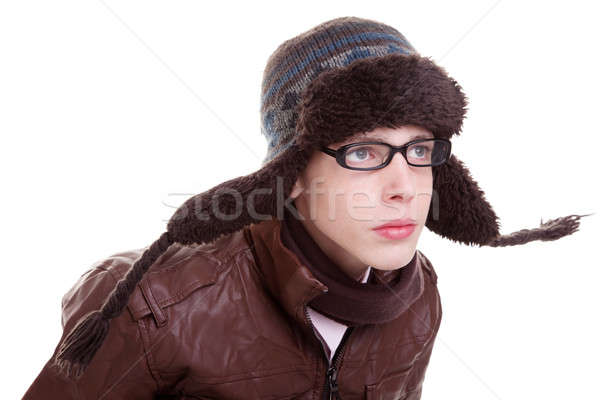 Naar ernstig winter kleding hoed Stockfoto © alexandrenunes