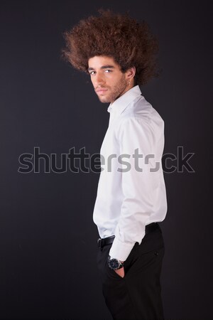 Portret przystojny młodych człowiek biznesu odizolowany czarny Zdjęcia stock © alexandrenunes