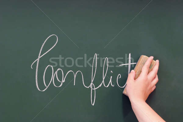 Conflict geschreven Blackboard teken zwarte succes Stockfoto © alexandrenunes