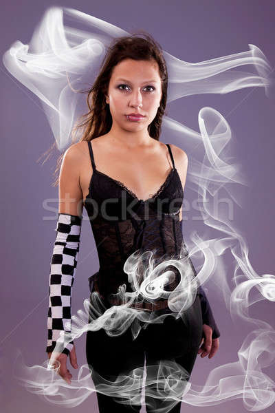 young and beautiful woman, with smoke effects  Stock photo © alexandrenunes