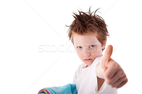 Cute boy, with sign of cool Stock photo © alexandrenunes