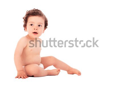 Foto stock: Belo · feliz · bebê · branco · menino
