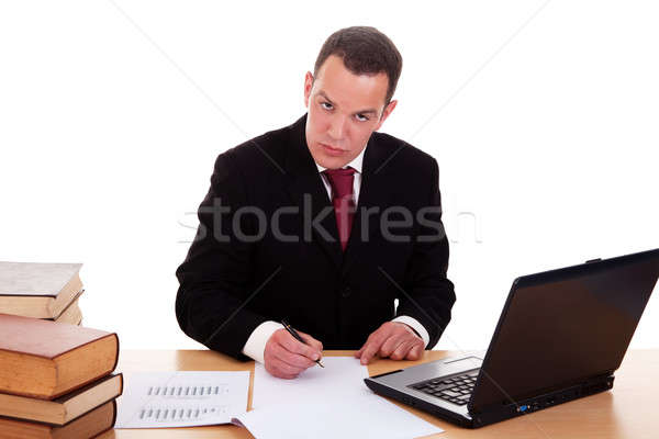 businessman on desk with books and computer, working Stock photo © alexandrenunes