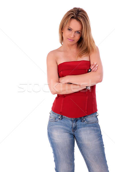 Stock photo: worried mature woman