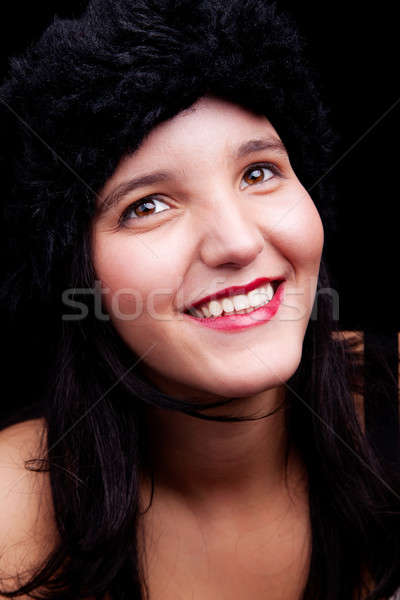 Beautiful young woman smiling with hat Stock photo © alexandrenunes