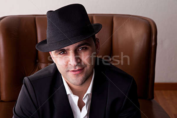 Homme chapeau assis président affaires hommes [[stock_photo]] © alexandrenunes