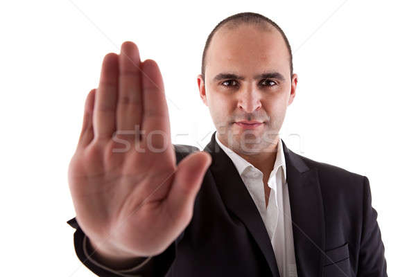 man with his hand raised in signal to stop Stock photo © alexandrenunes