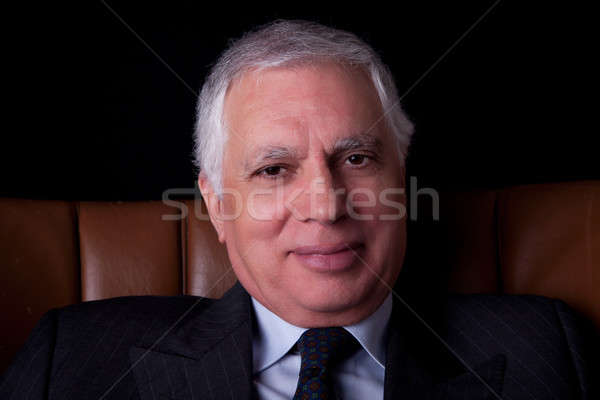 öreg üzletember ülő szék izolált fekete Stock fotó © alexandrenunes