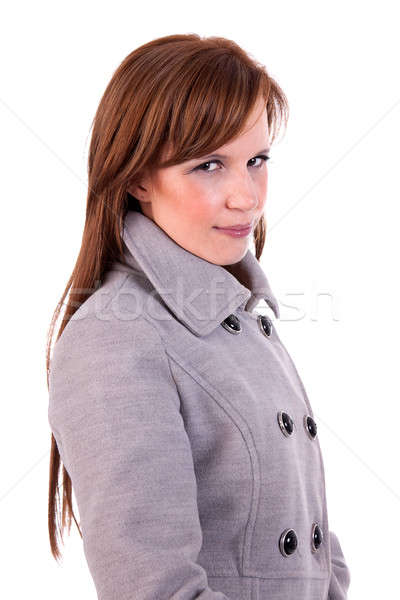 beautiful and happy middle-aged woman, looking to camera with a coat Stock photo © alexandrenunes