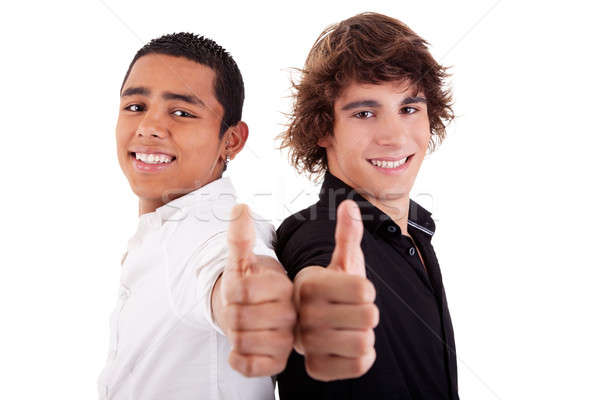 two young man of different colors, with thumb up Stock photo © alexandrenunes