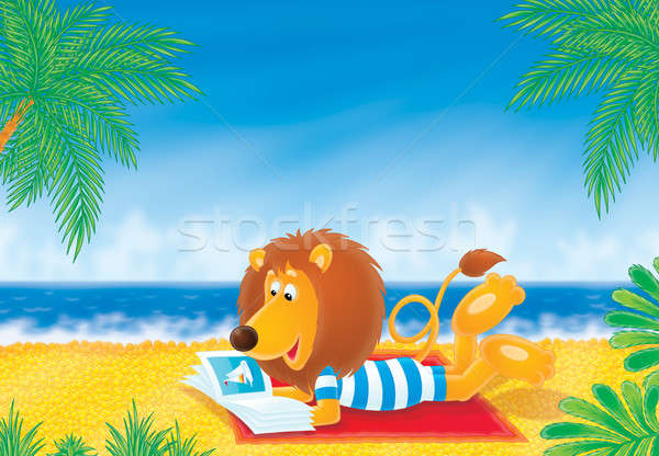 Lion on a beach Stock photo © AlexBannykh