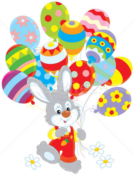 Coelhinho Da Pascoa Baloes Pequeno Rabino Caminhada Colorido Ilustracao De Vetor C Alexey Bannykh Alexbannykh 5039873 Stockfresh