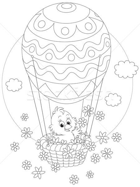 Easter Chick flying in a balloon Stock photo © AlexBannykh