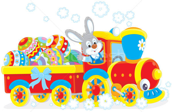 Easter Bunny on a train Stock photo © AlexBannykh