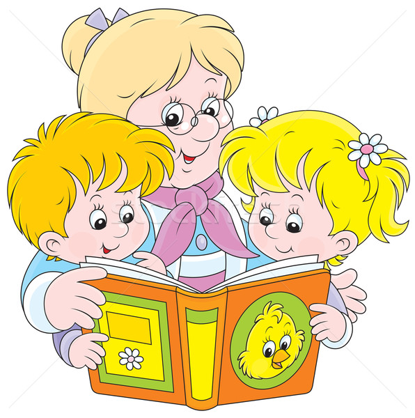 Grandma and grandchildren reading Stock photo © AlexBannykh
