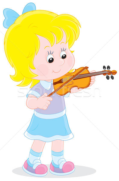 Violonist fată joc mic vioară Imagine de stoc © AlexBannykh