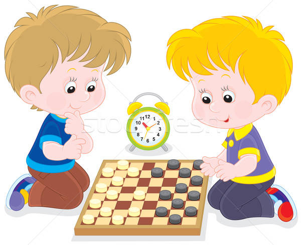 Children play checkers Stock photo © AlexBannykh