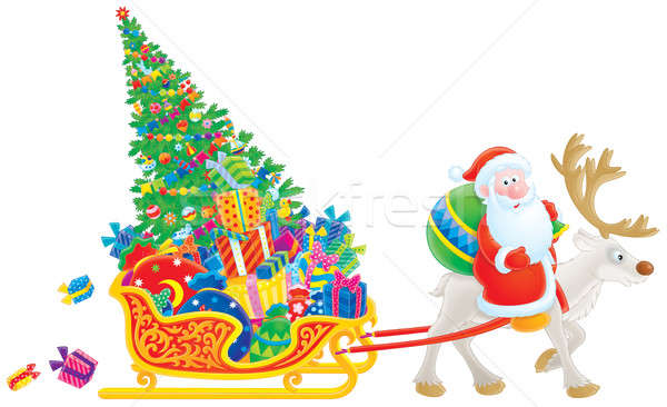 Santa rides on Reindeer Stock photo © AlexBannykh