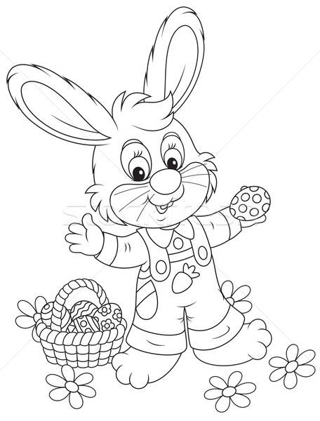 Easter Bunny with a basket of eggs Stock photo © AlexBannykh