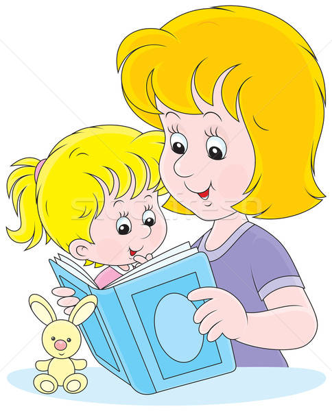 Foto stock: Mãe · filha · leitura · mamãe · livro · pequeno