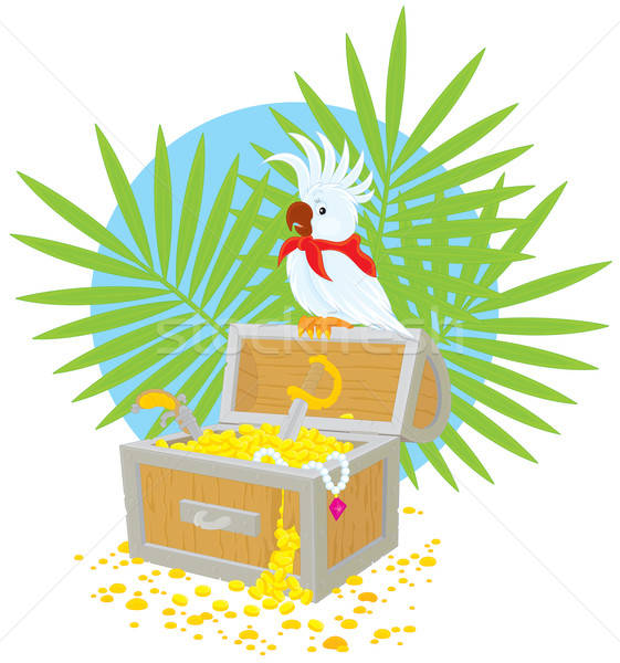 Pirate Parrot and treasure chest Stock photo © AlexBannykh