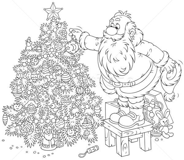 árvore · de · natal · pai · natal · preto · e · branco - ilustração de  vetor © AlexBannykh (#4682428) | Stockfresh