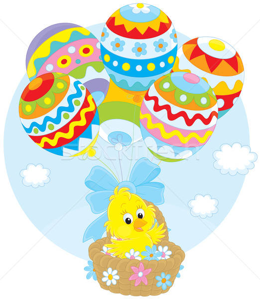 Easter Chick flies with balloons Stock photo © AlexBannykh