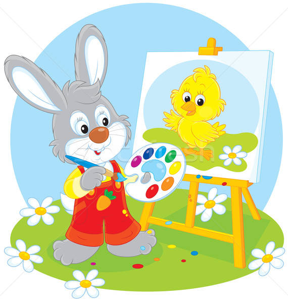 Easter Bunny painter Stock photo © AlexBannykh