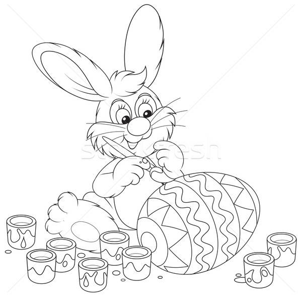Easter bunny malarz funny królik duży easter egg Zdjęcia stock © AlexBannykh